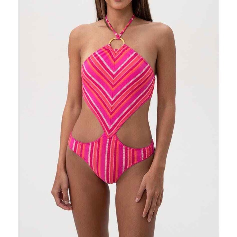 Trina Turk Marai High Neck Cut Out Maillot‎ Size 2